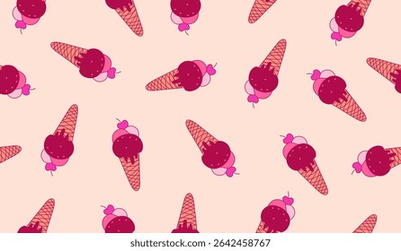 Cute ice cream pattern background vector design