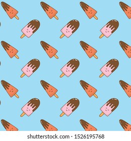 Cute ice cream pattern vector