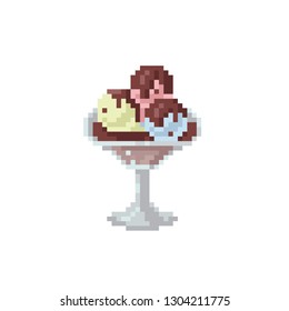 Cute ice cream. Pixel art art