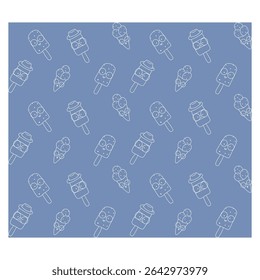 Cute Ice Cream Popsicle Pattern Blue Background