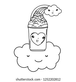 cute ice cream with rainbow kawaii