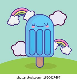 tira cómica sobre nubes de barro de helado lindo