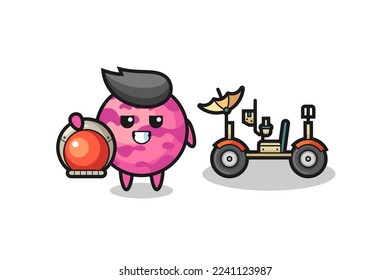 the cute ice cream scoop as astronaut with a lunar rover , cute style design for t shirt, sticker, logo element