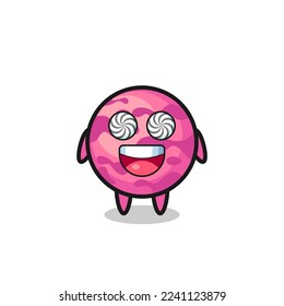 cute ice cream scoop character with hypnotized eyes , cute style design for t shirt, sticker, logo element