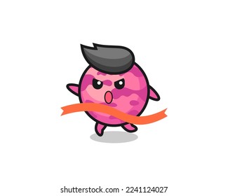 cute ice cream scoop illustration is reaching the finish , cute style design for t shirt, sticker, logo element