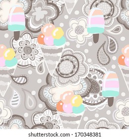 Cute Ice cream seamless background