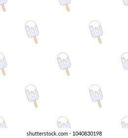 Cute ice cream seamless pattern on white background in pastel theme.