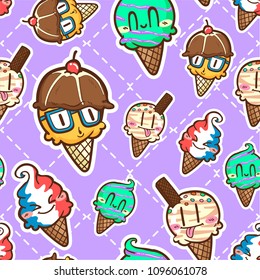 cute ice cream seamless pattern