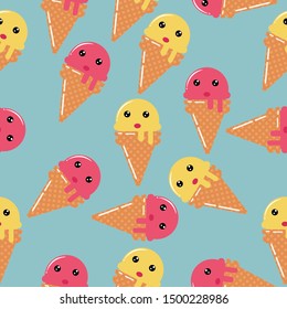 cute ice cream seamless pattern background