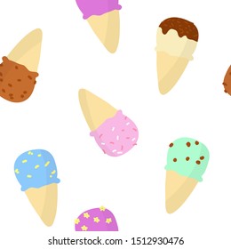 cute ice cream seamless pattern vector flavour sprinkle