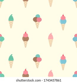 CUTE ICE CREAM SEAMLESS PATTERN GOOD FOR PRINT AND WALLPAPER