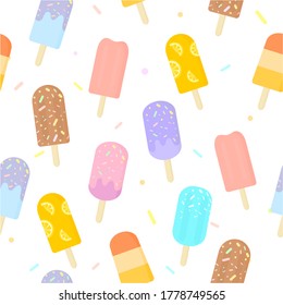 Cute ice cream seamless pattern background.