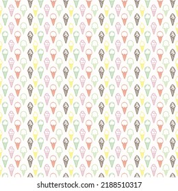 Cute Ice Cream Seamless Pattern and Background