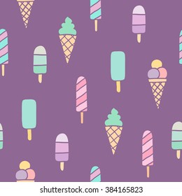 Cute ice cream seamless pattern 