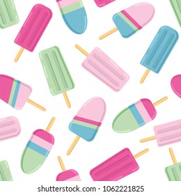 Cute ice cream. Seamless vector pattern with ice cream and frozen juice.