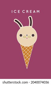 Cute Ice Cream Simple Illustration