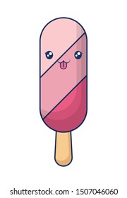 cute ice cream in stick kawaii character