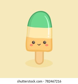 Cute Ice Cream Stick Vector Illustration Cartoon