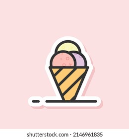 Cute ice cream sticker icon with soft colors. Can be used for menus at cake shops according to needs.