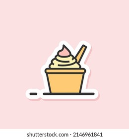Cute ice cream sticker icon with soft colors. Can be used for menus at cake shops according to needs.