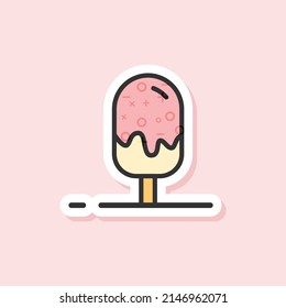 Cute ice cream sticker icon with soft colors. Can be used for menus at cake shops according to needs.