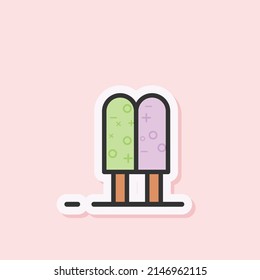 Icono de pegatina de helado lindo con colores suaves. Se puede utilizar para menús en pastelería según las necesidades.