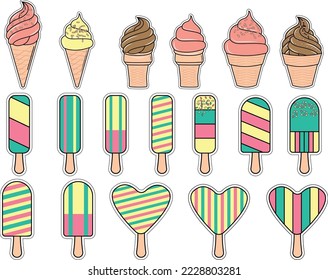 cute ice cream sticker illustration graphic
