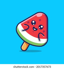 Cute ice cream strick water melon cartoon