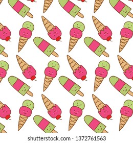 Cute ice cream summer pattern