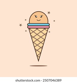 Cute ice cream sweet food vector Illustration. Ice cream cup summer delicious delight frozen food vector