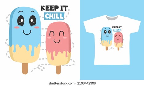 Cute ice cream tee design concept