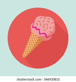 Cute Ice Cream Vector. Can be used as card or t-shirt print or for label, menu.