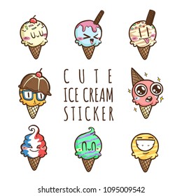 cute ice cream vector cartoon