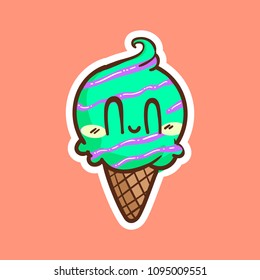 cute ice cream vector cartoon