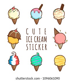 cute ice cream vector cartoon