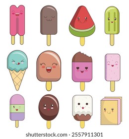 cute ice cream vector collection pack. 