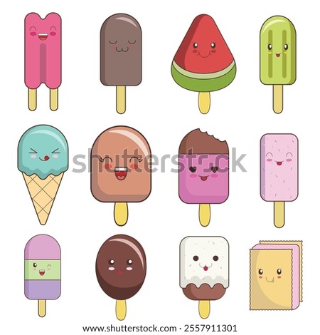 cute ice cream vector collection pack. 