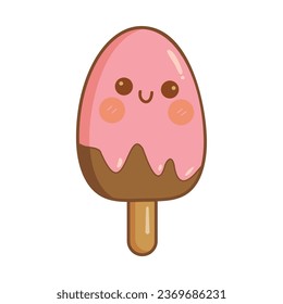 Cute ice cream vector. Cute food characters.