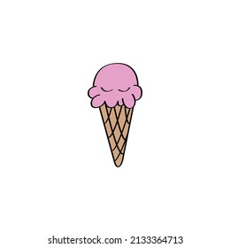 Cute ice cream vector illustration with cone