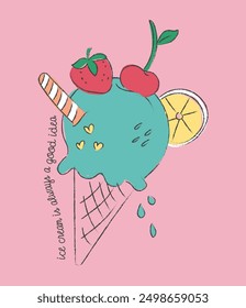 Cute ice cream  vector illustration