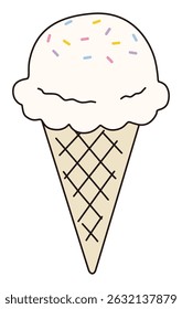 Cute ice cream vector illustration. Dessert, snack, color spray