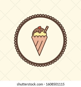 Cute ice cream vector label candy shop