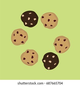 cute ice cream vector on green background