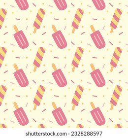 Cute Ice Cream Vector Pattern. Summer Ice Lolly Pattern