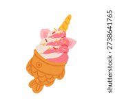Cute Ice Cream Vector Set. Flat Cartoon Popsicles, Cones and Frozen Desserts Collection. Sweet Summer Treats Illustration for Menu, Stickers, Patterns, Kids Design