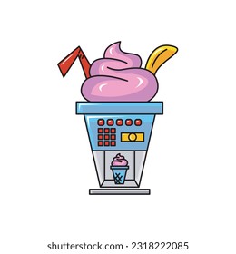 cute ice cream vending machine, logo design simple modern. solid color style,