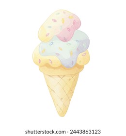 cute ice cream watercolour vector illustration