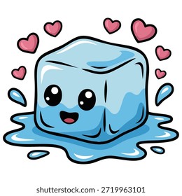 Carácter lindo del cubo de hielo con la Plantilla del Vector de la cara