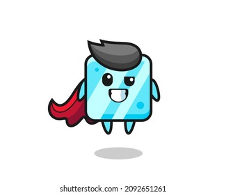the cute ice cube character as a flying superhero , cute style design for t shirt, sticker, logo element
