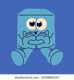 Cute Ice Cube Character Making a Heart with Hands